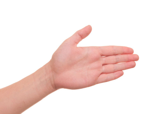 foto af fremstrakt hånd