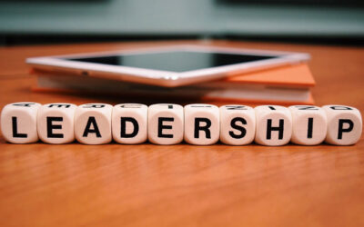 Terninger med teksten "leadership"